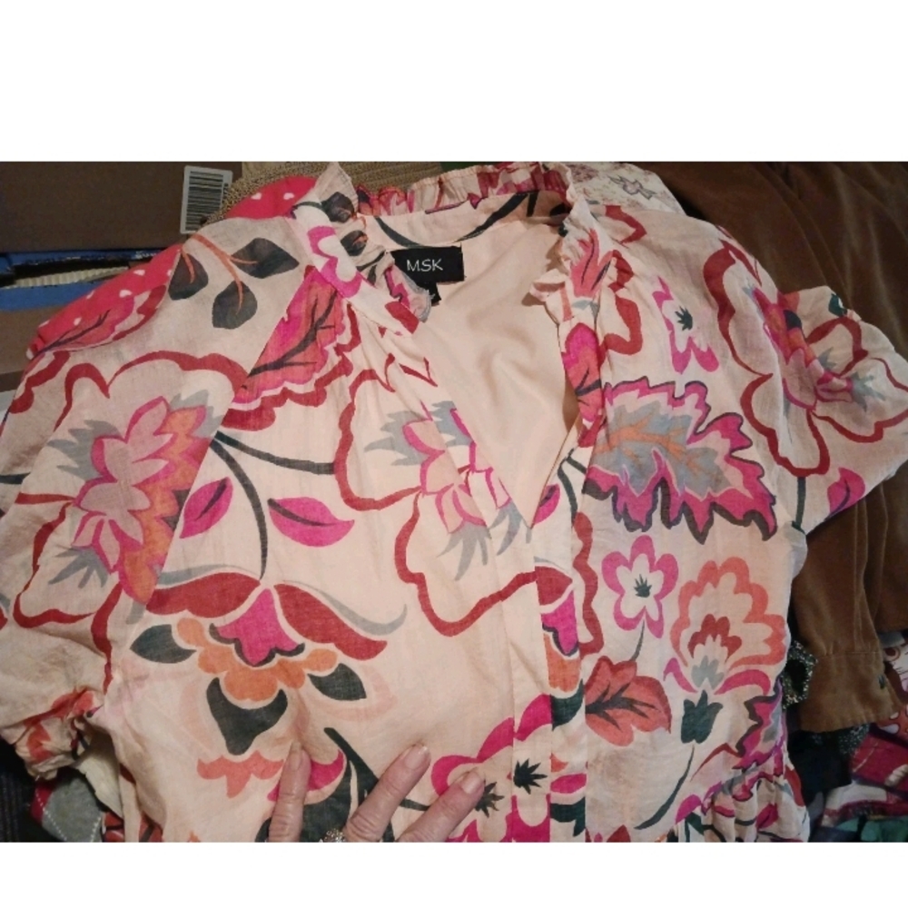 MSK Pink and Cream Floral Dress - Picture 2 of 6